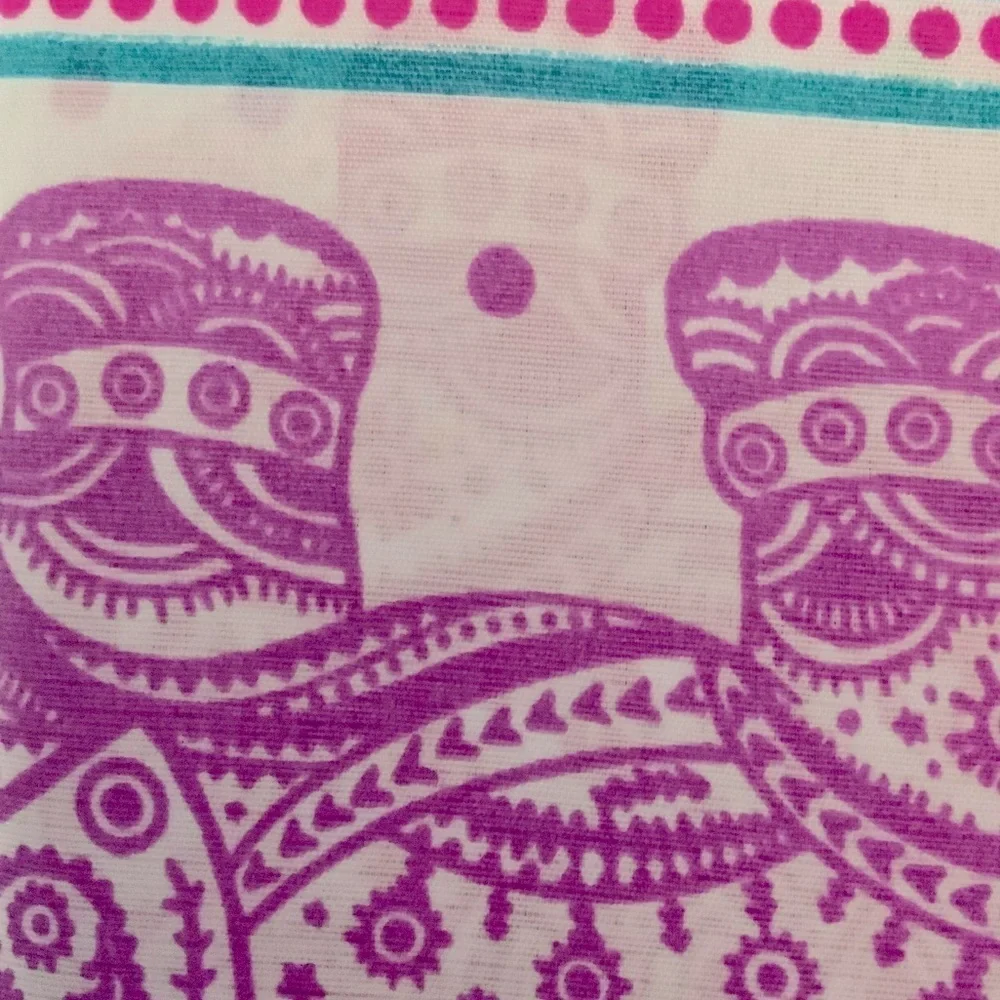 Shower Curtain Elephant Print Fabric Colorful Pink Teal Green NWT 70 x 72 in